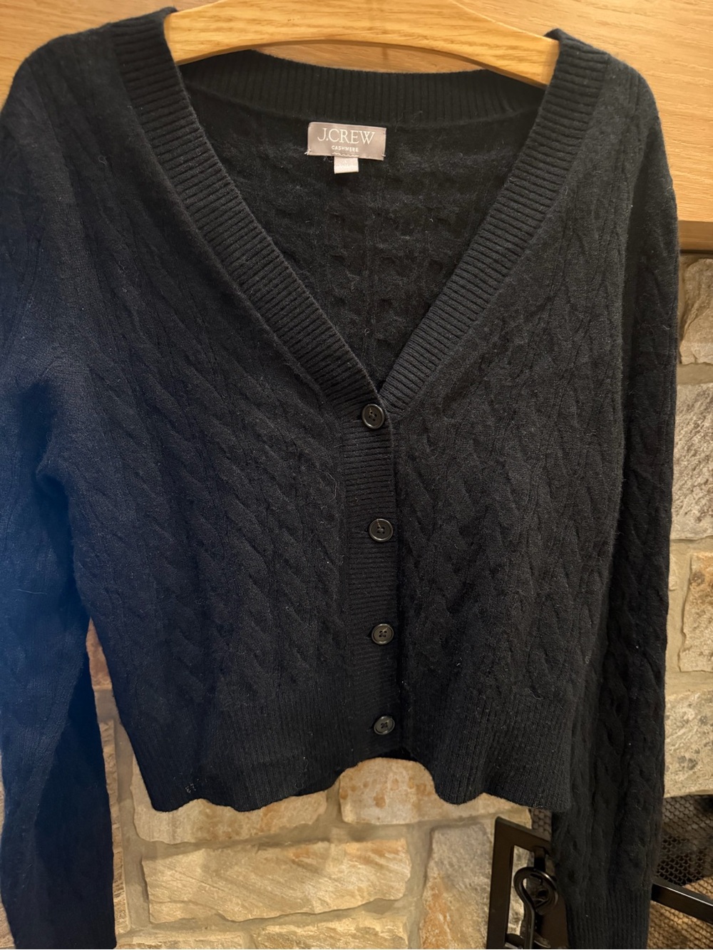 J.Crew 100% Cashmere Cable Knit Cardigan Black size L - Picture 7 of 13